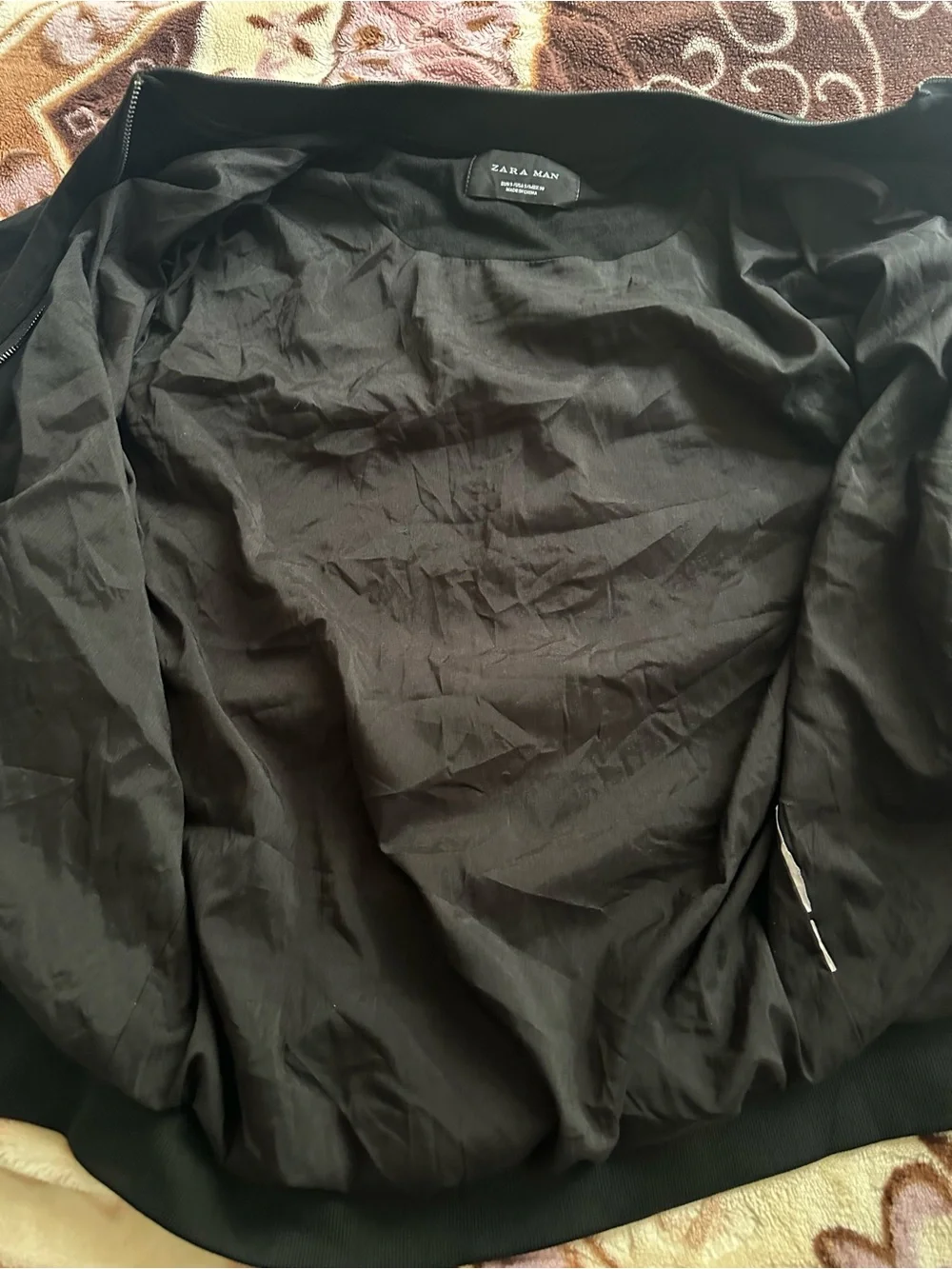 Zara Man Black Suede Zip Up Bomber Flight Jacket Size S